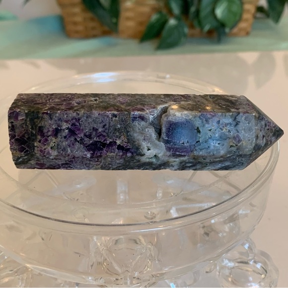 4.5" Purple Fluorite Sphalerite Crystal Tower Chakra Healing Auric Body Grounds - Picture 10 of 13